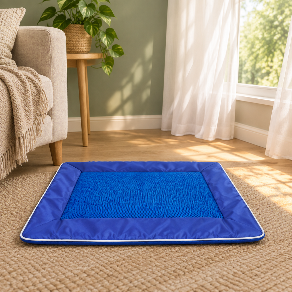 Blue Breeze Mat in shaded room beside sunlit window